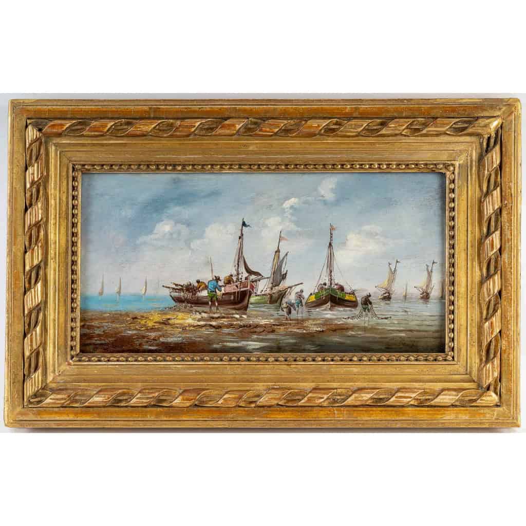 Pierre Julien Gilbert (1783-1860) Pêcheurs Bretons huile sur bois vers 1820-1850 | Biron MLD Antiquités|MLD Antiquités|MLD Antiquités|MLD Antiquités|MLD Antiquités|MLD Antiquités|MLD Antiquités|MLD Antiquités||