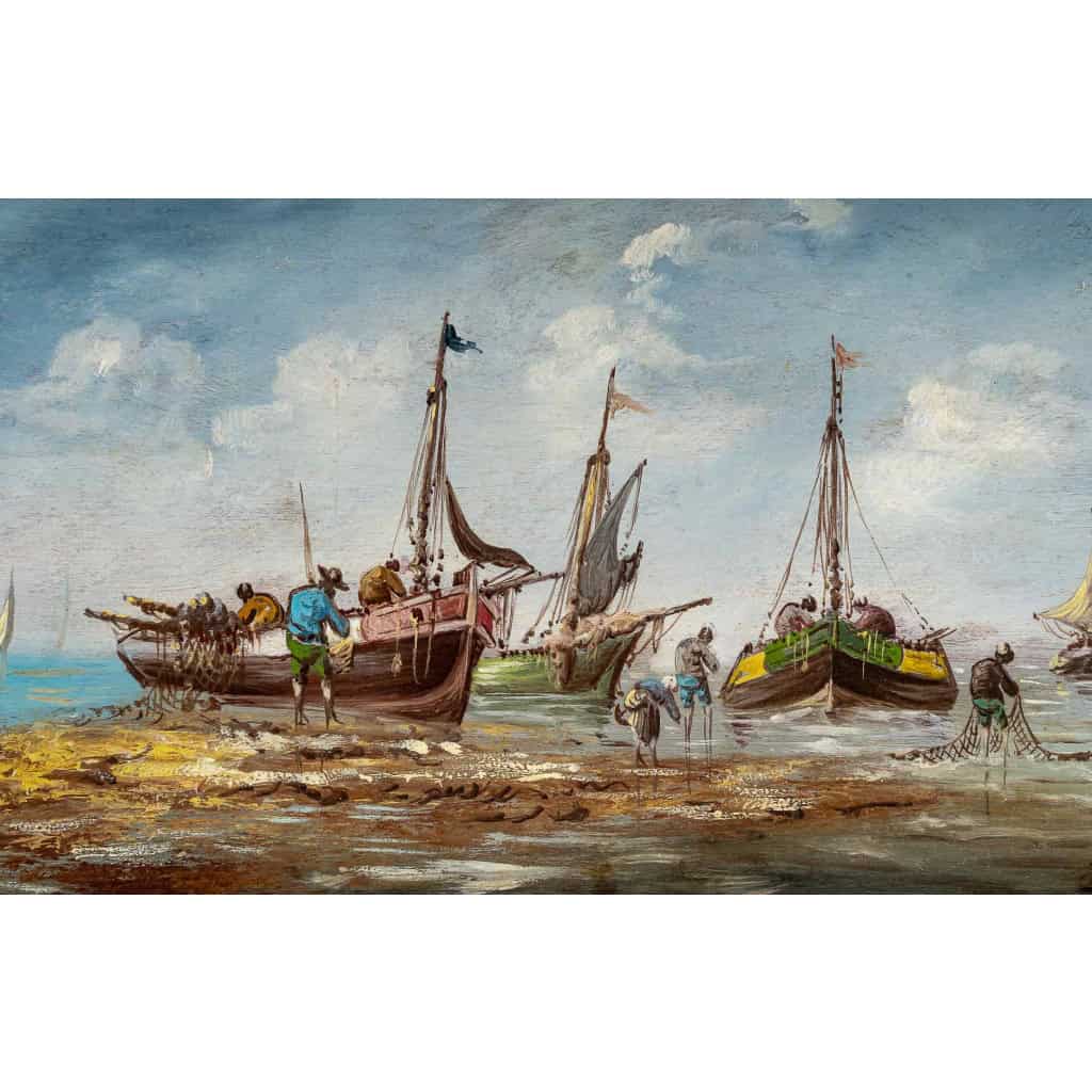 Pierre Julien Gilbert (1783-1860) Pêcheurs Bretons huile sur bois vers 1820-1850 | Biron Pierre Julien Gilbert (1783-1860) Retour des Pêcheurs Bretons huile sur bois vers 1820-1850