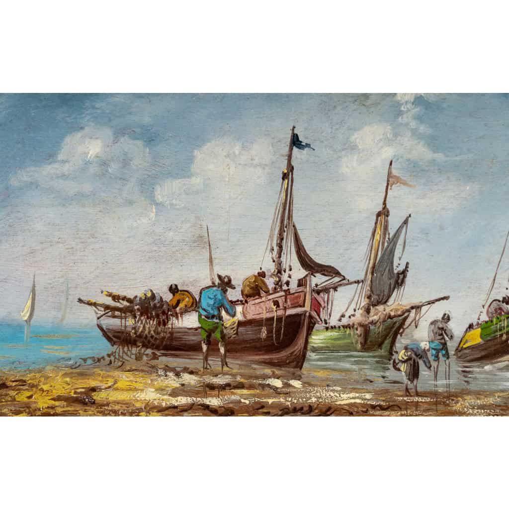 Pierre Julien Gilbert (1783-1860) Pêcheurs Bretons huile sur bois vers 1820-1850 | Biron Pierre Julien Gilbert (1783-1860) Retour des Pêcheurs Bretons huile sur bois vers 1820-1850