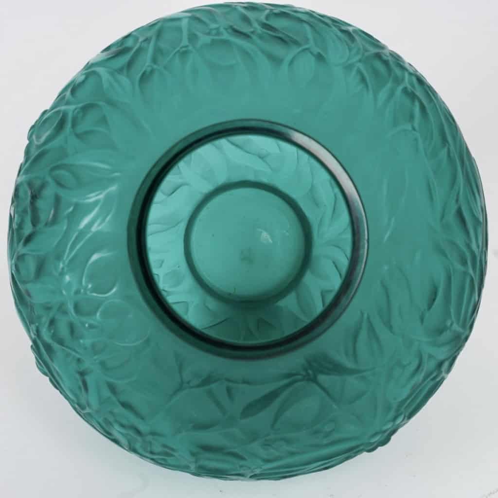 Vase « Gui » verre vert canard de René LALIQUE | Biron Vase "Gui" verre vert canard de René LALIQUE