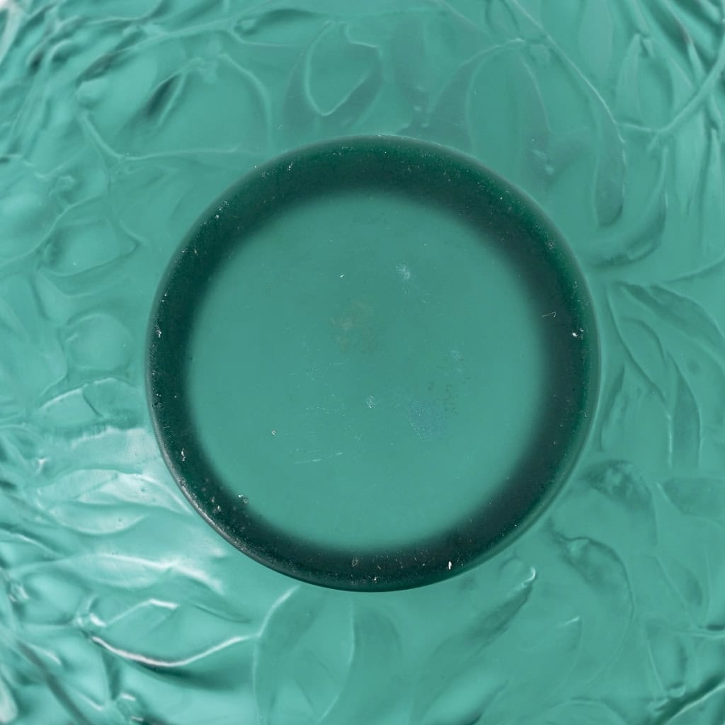 Vase « Gui » verre vert canard de René LALIQUE | Biron Vase "Gui" verre vert canard de René LALIQUE
