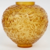 Vase « Gui » verre jaune patiné sépia de René LALIQUE | Biron |||||||