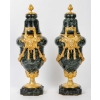 Paire de cassolettes en marbre vert de mer et bronze doré | Biron Paire de cassolettes en marbre vert de mer et bronze doré