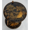 1970′ Guéridon Style Maison Baguès Décor Bambou en Bronze Doré Avec Plateaux Laque de Chine | Biron 1970′ Guéridon Style Maison Baguès Décor Bambou en Bronze Doré Avec Plateaux Laque de Chine