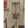 1950′ Paire de Chandeliers Cristal De Bohéme 2 Branches Socles Perlés Et Signés | Biron 1950′ Paire de Chandeliers Cristal De Bohéme 2 Branches Socles Perlés Et Signés