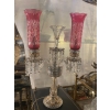1950′ Paire de Chandeliers Cristal De Bohéme 2 Branches Socles Perlés Et Signés | Biron 1950′ Paire de Chandeliers Cristal De Bohéme 2 Branches Socles Perlés Et Signés