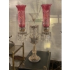 1950′ Paire de Chandeliers Cristal De Bohéme 2 Branches Socles Perlés Et Signés | Biron 1950′ Paire de Chandeliers Cristal De Bohéme 2 Branches Socles Perlés Et Signés