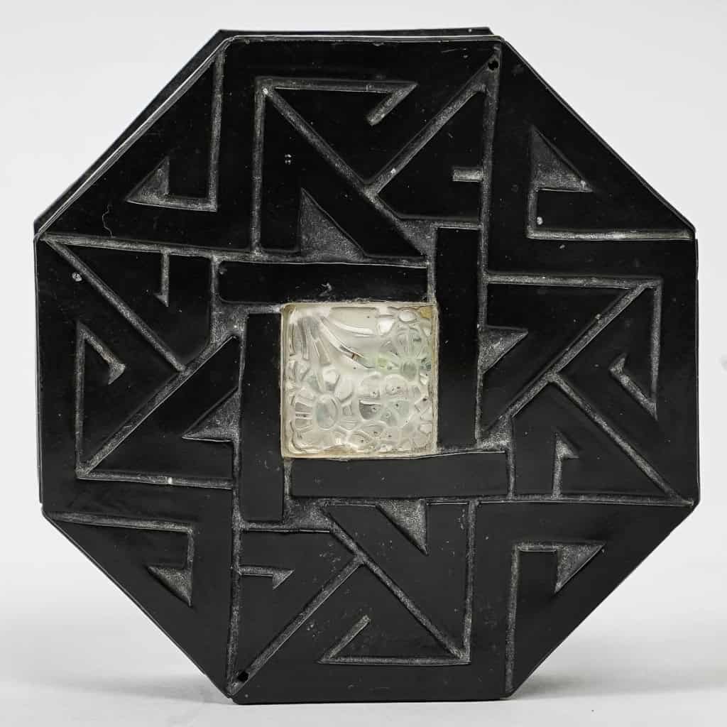 Boîte « Cabochon Verre » celluloïd noir et verre blanc de René LALIQUE | Biron Boîte "Cabochon Verre" celluloïd noir et verre blanc de René LALIQUE