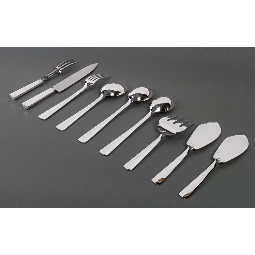 Ménagère Art Deco « Nice » argent massif de Jean TETARD – 152 pièces | Biron Ménagère Art Deco "Nice" argent massif de Jean TETARD - 152 pièces