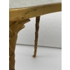 1970′ Table Tripartite Maison Charles Forme Arbaléte, Jansen Ou Baguès Décor Palmier en Bronze Doré avec Plateaux Miroirs Vieillis