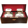 Boite à thé 19è siècle époque Louis Philippe palissandre citronnier deux flacons porcelaine | Biron Boite à thé 19è siècle époque Louis Philippe palissandre citronnier deux flacons porcelaine