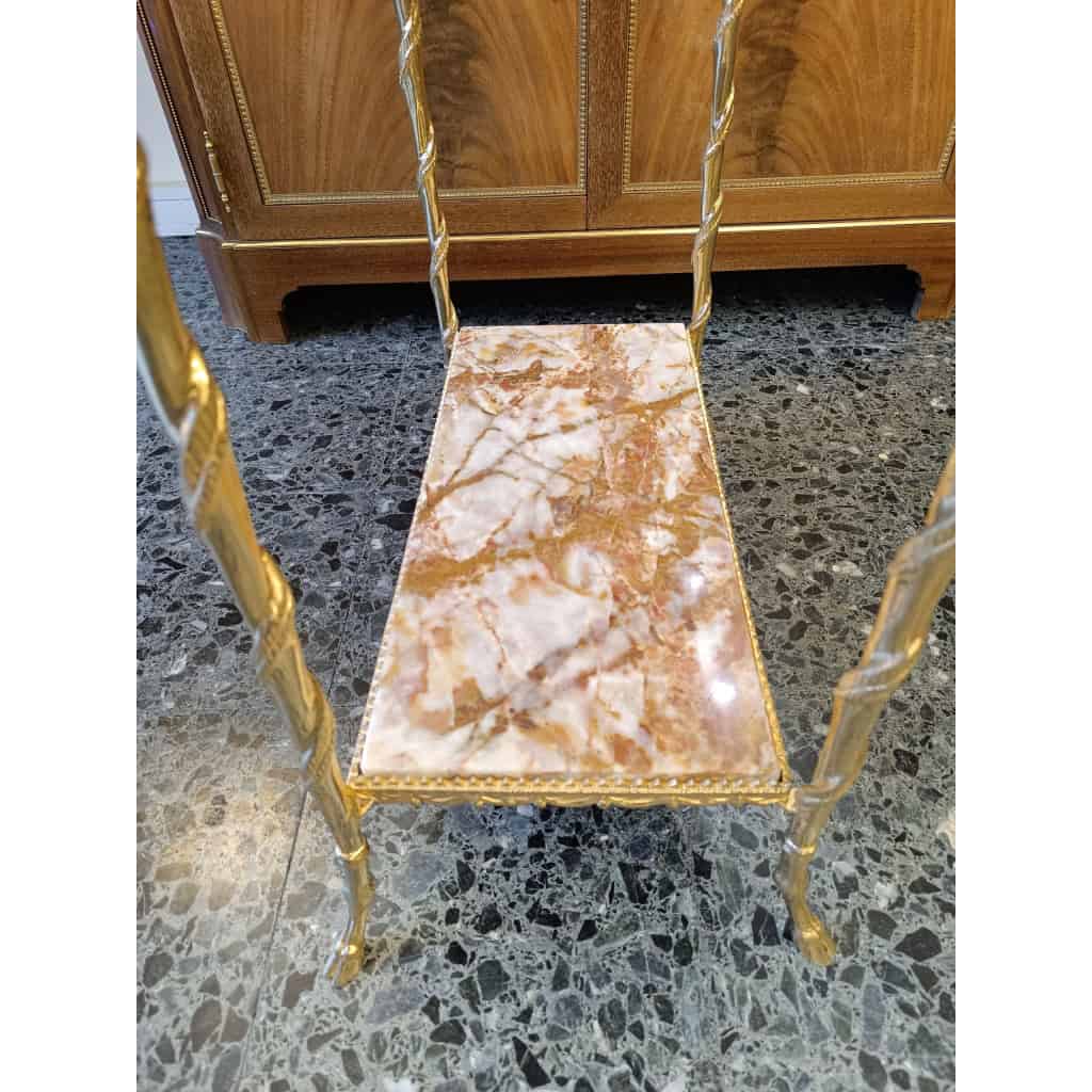 Table Desserte En Métal Doré Et Onix | Biron Table Desserte En Métal Doré Et Onix