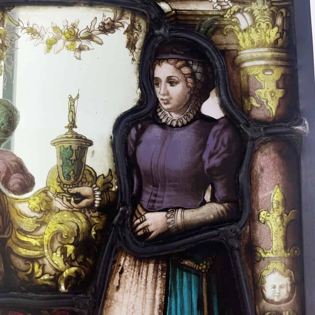 Vitrail Renaissance aux clés (23 x 30,5 cm) | Biron Vitrail Renaissance aux clés (23 x 30,5 cm)