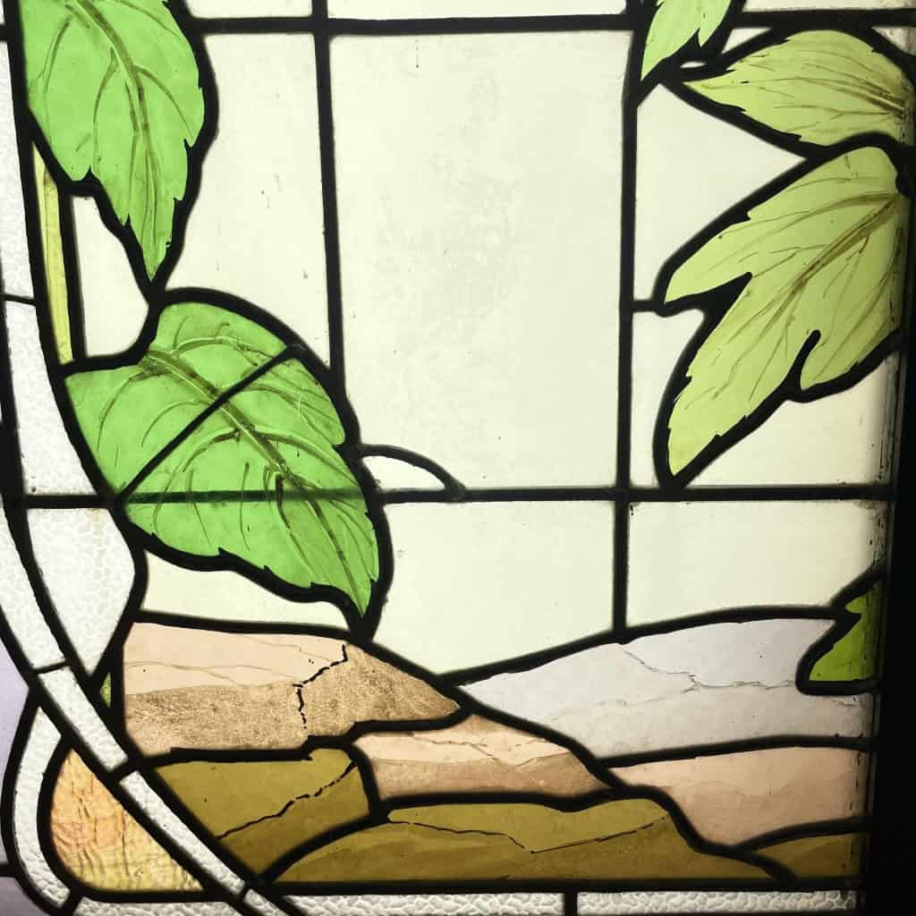 Vitrail Art nouveau aux pivoines (163,5 x 108 cm) | Biron Vitrail Art nouveau aux pivoines (163,5 x 108 cm)