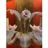 1950/70′ Lustre Murano à 6 Bras de Lumière en Verre Bleu Opalescent et Pâte de Verre Rose Et Sa paire d’Appliques