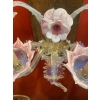 1950/70′ Lustre Murano à 6 Bras de Lumière en Verre Bleu Opalescent et Pâte de Verre Rose Et Sa paire d’Appliques