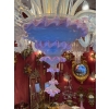 1950/70′ Lustre Murano à 6 Bras de Lumière en Verre Bleu Opalescent et Pâte de Verre Rose Et Sa paire d’Appliques