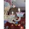 1950/70′ Lustre Murano à 6 Bras de Lumière en Verre Bleu Opalescent et Pâte de Verre Rose Et Sa paire d’Appliques