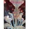 1950/70′ Lustre Murano à 6 Bras de Lumière en Verre Bleu Opalescent et Pâte de Verre Rose Et Sa paire d’Appliques