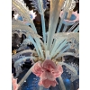 1950/70′ Lustre Murano à 6 Bras de Lumière en Verre Bleu Opalescent et Pâte de Verre Rose Et Sa paire d’Appliques