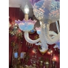 1950/70′ Lustre Murano à 6 Bras de Lumière en Verre Bleu Opalescent et Pâte de Verre Rose Et Sa paire d’Appliques