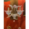 1950/70′ Lustre Murano à 6 Bras de Lumière en Verre Bleu Opalescent et Pâte de Verre Rose Et Sa paire d’Appliques