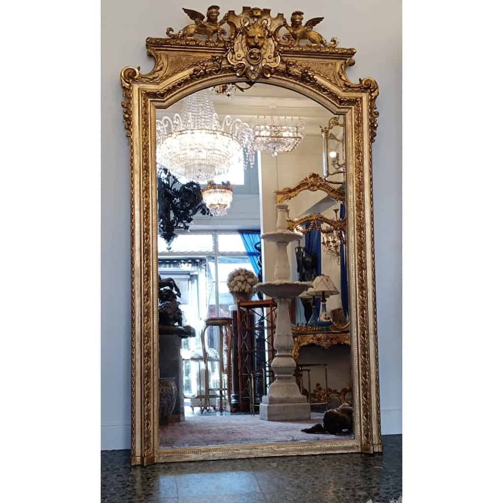 Miroir Doré à Décor De Lions d’époque 19ème | Biron ||||||||