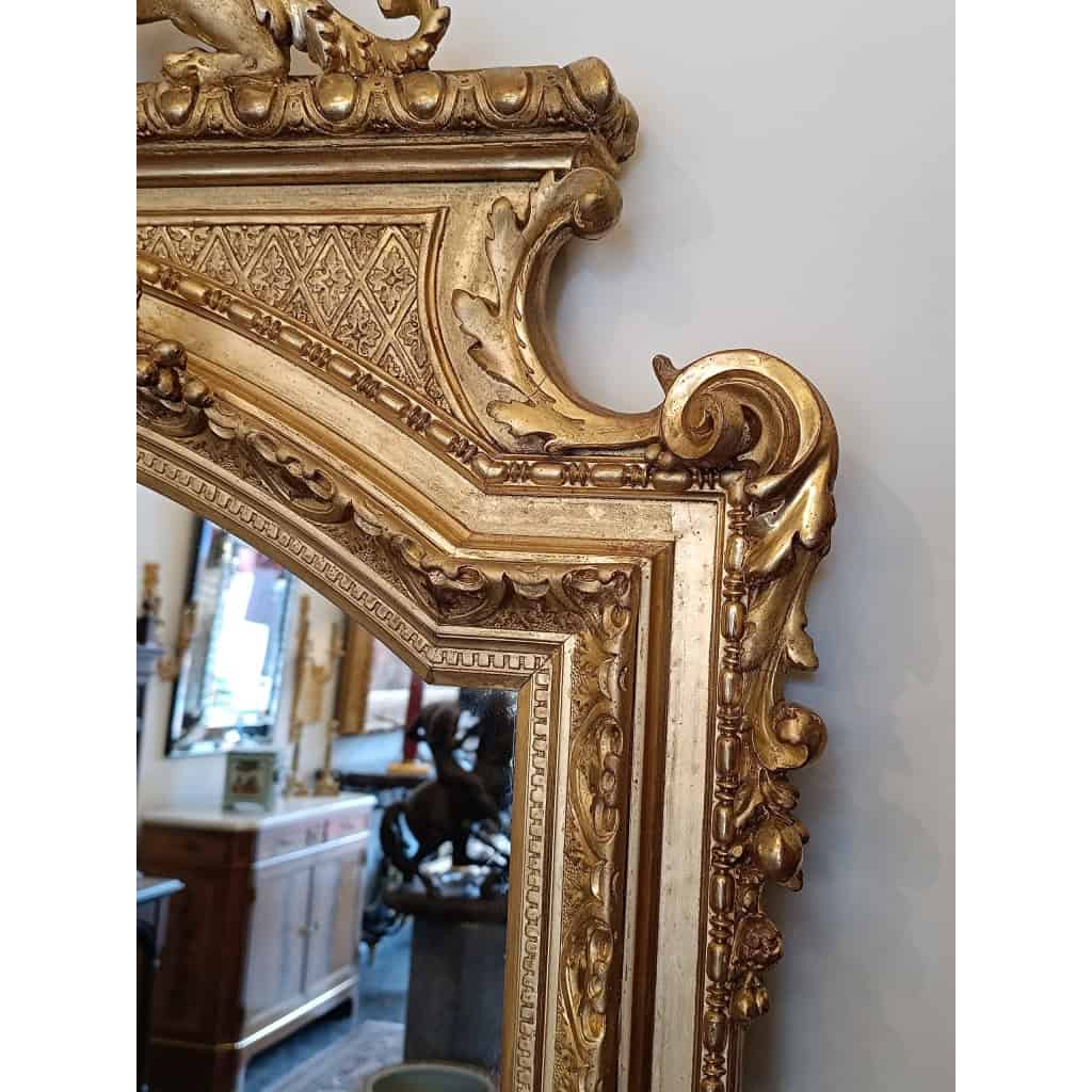 Miroir Doré à Décor De Lions d’époque 19ème | Biron Miroir Doré à Décor De Lions d'époque 19ème