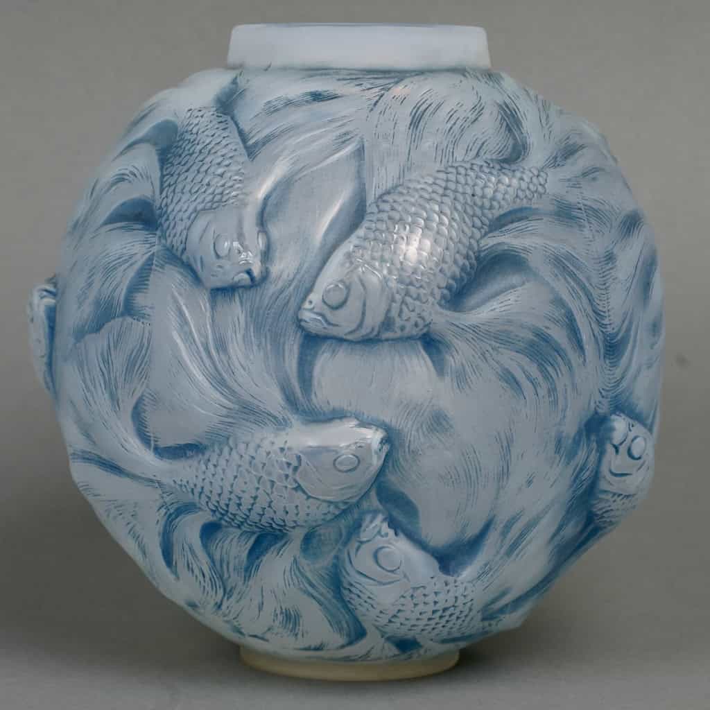 Vase « Formose » verre opalescent patiné bleu de René LALIQUE | Biron ||||||