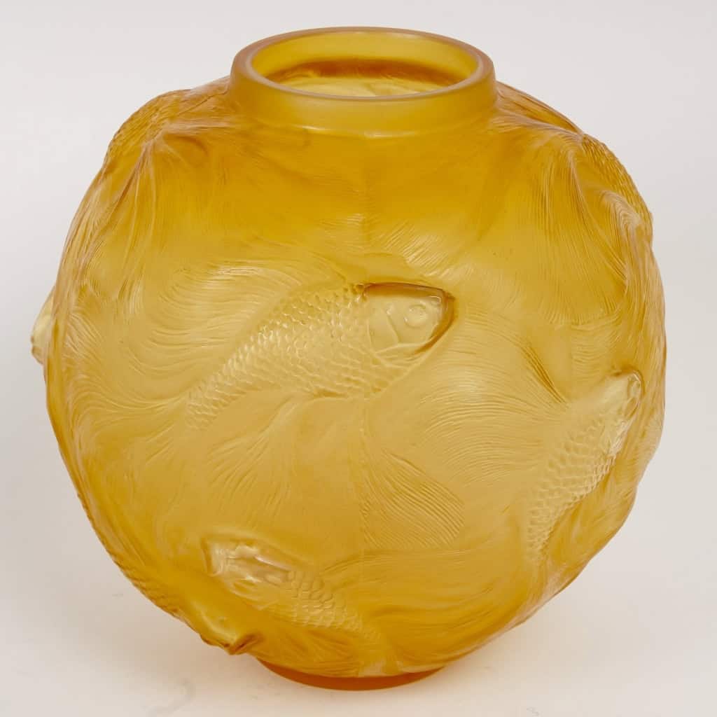 Vase « Formose » verre butterscotch de René LALIQUE | Biron Vase "Formose" verre butterscotch de René LALIQUE
