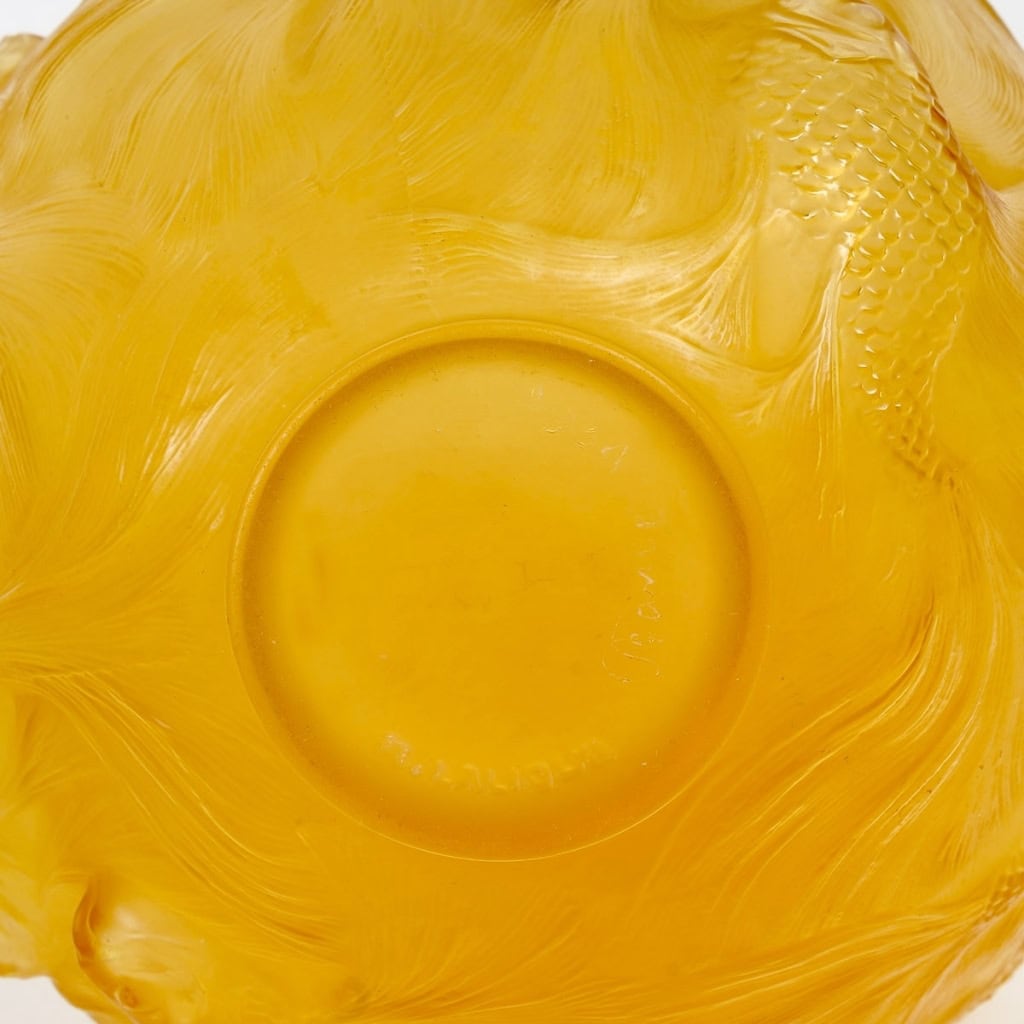 Vase « Formose » verre butterscotch de René LALIQUE | Biron Vase "Formose" verre butterscotch de René LALIQUE