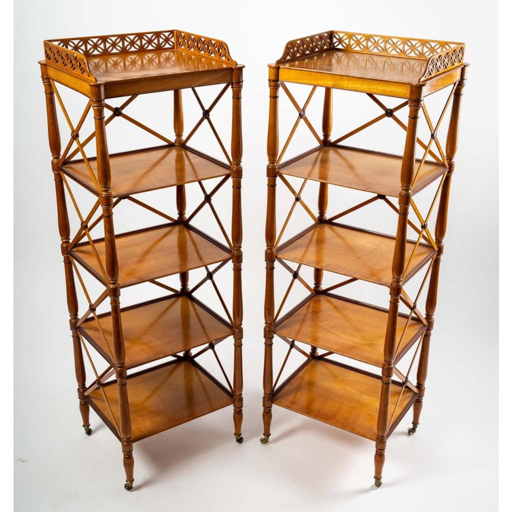 Paire D’étagères En Erable Et Amarante, Epoque Charles X | Biron ||||||||||||