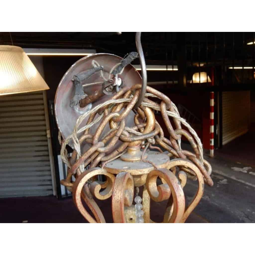 1950′ Lustre Style Médiéval Style Maison Jansen | Biron 1950′ Lustre Style Médiéval Style Maison Jansen