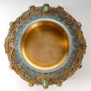 Petite coupelle en vermeil ( Argent plaqué or) filigrané, pierres semi-précieuses serties et émail, travail chinois, XXe siècle
