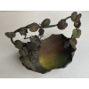1900′ Corbeille A Fruit Bronze Patiné Art Nouveau, Grue Du Japon Et Nénuphars