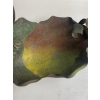 1900′ Corbeille A Fruit Bronze Patiné Art Nouveau, Grue Du Japon Et Nénuphars