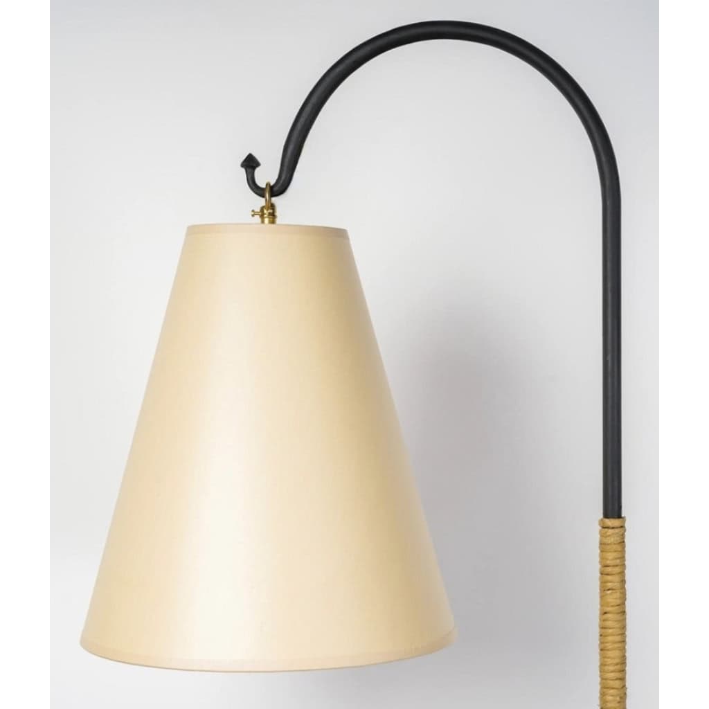 1960 Lampadaire en fer forgé et corde par les Ateliers Vallauris | Biron 1960 Lampadaire en fer forgé et corde par les Ateliers Vallauris