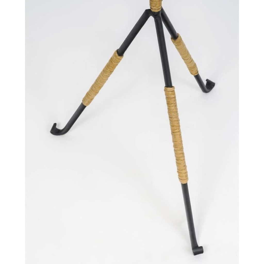 1960 Lampadaire en fer forgé et corde par les Ateliers Vallauris | Biron 1960 Lampadaire en fer forgé et corde par les Ateliers Vallauris