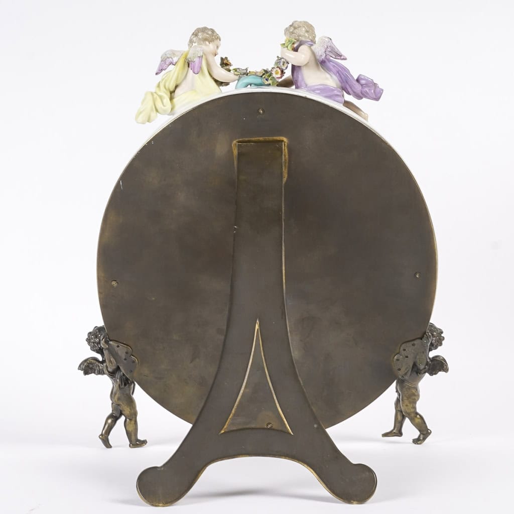 Miroir De Table En Porcelaine de Meissen Et Bronze Fin XIXème Siècle | Biron Miroir De Table En Porcelaine de Meissen Et Bronze Fin XIXème Siècle