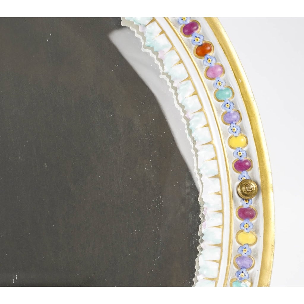 Miroir De Table En Porcelaine de Meissen Et Bronze Fin XIXème Siècle | Biron Miroir De Table En Porcelaine de Meissen Et Bronze Fin XIXème Siècle
