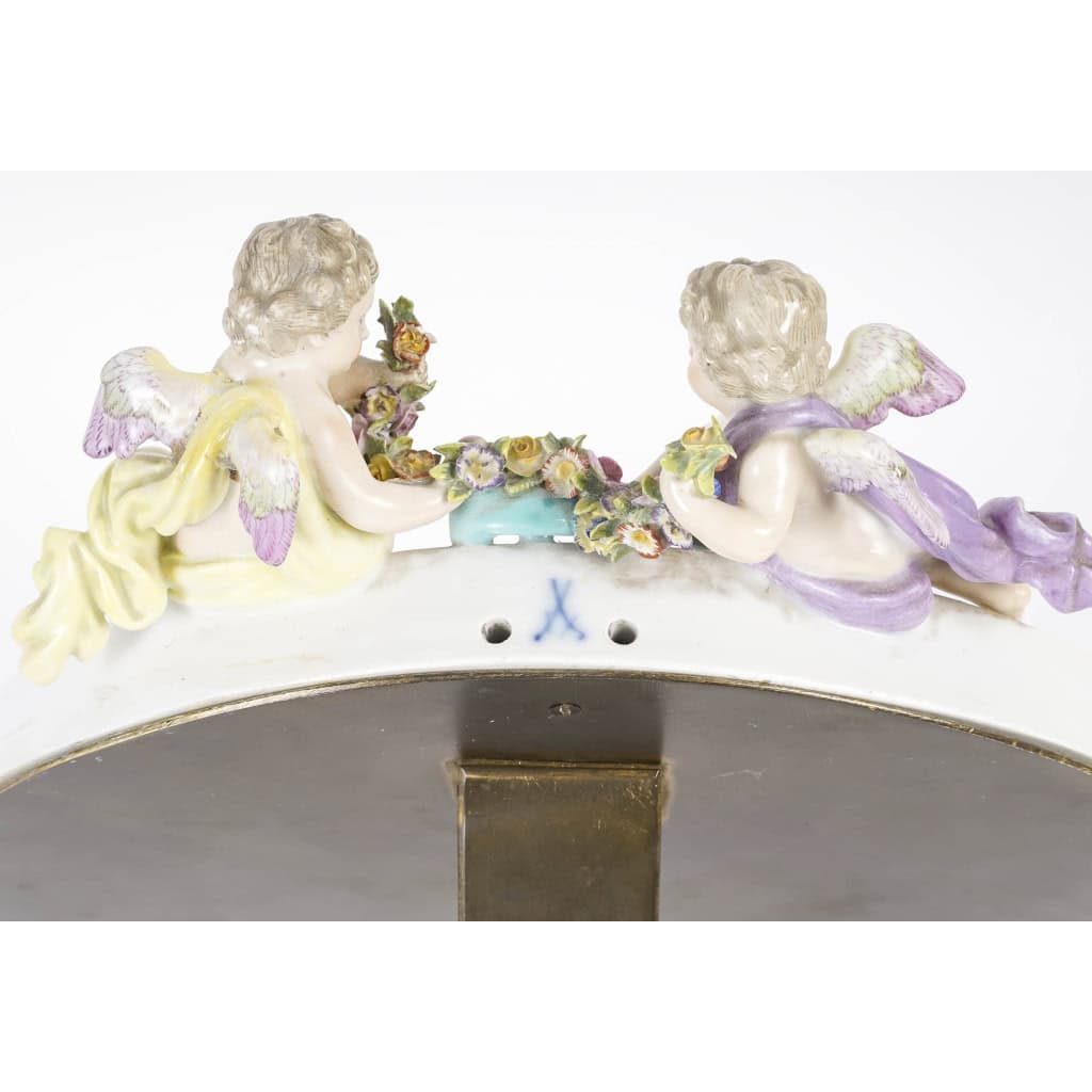 Miroir De Table En Porcelaine de Meissen Et Bronze Fin XIXème Siècle | Biron Miroir De Table En Porcelaine de Meissen Et Bronze Fin XIXème Siècle