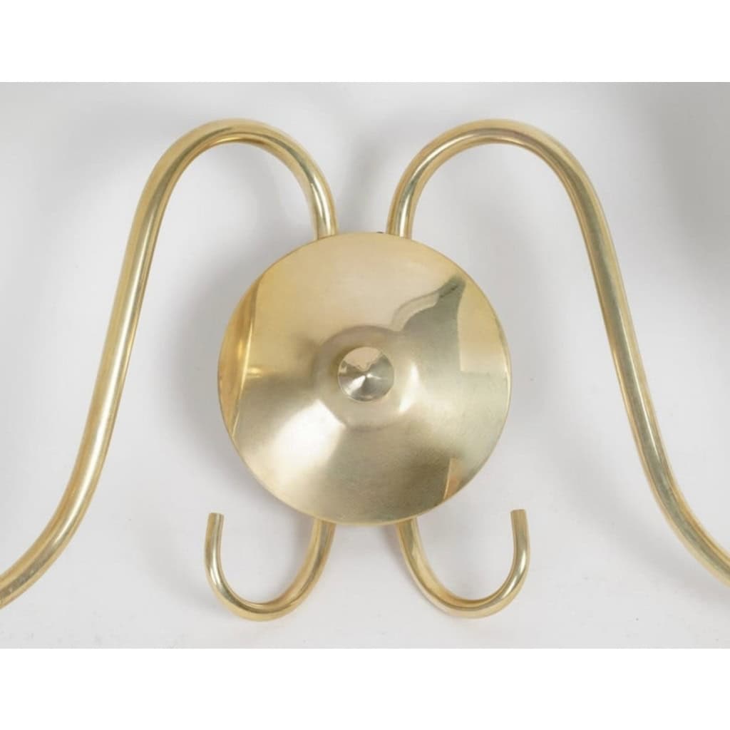 1960 Paire d'appliques en laiton doré de la Maison Honoré