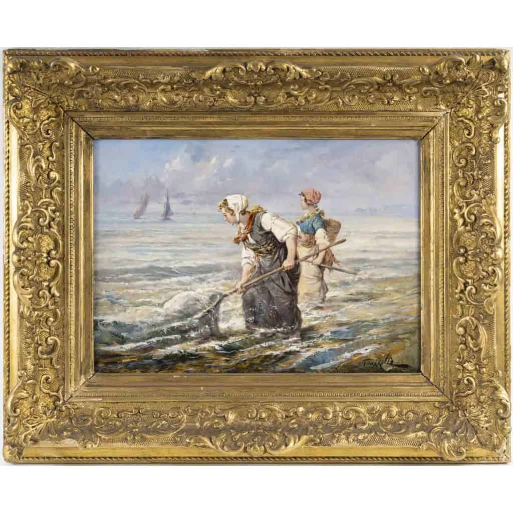 Tableau d’Eugène Tourrette, pêche à l’épuisette | Biron ||||||||||
