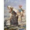 Tableau d’Eugène Tourrette, pêche à l’épuisette | Biron Tableau d'Eugène Tourrette, pêche à l'épuisette