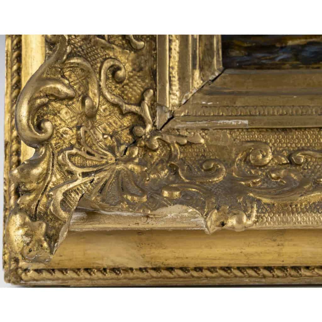 Tableau d’Eugène Tourrette, pêche à l’épuisette | Biron Tableau d'Eugène Tourrette, pêche à l'épuisette