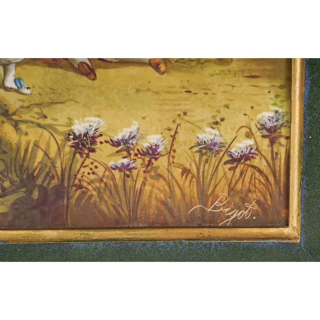 Pair de plaques en porcelaine, paint à la main signé par l’artiste.