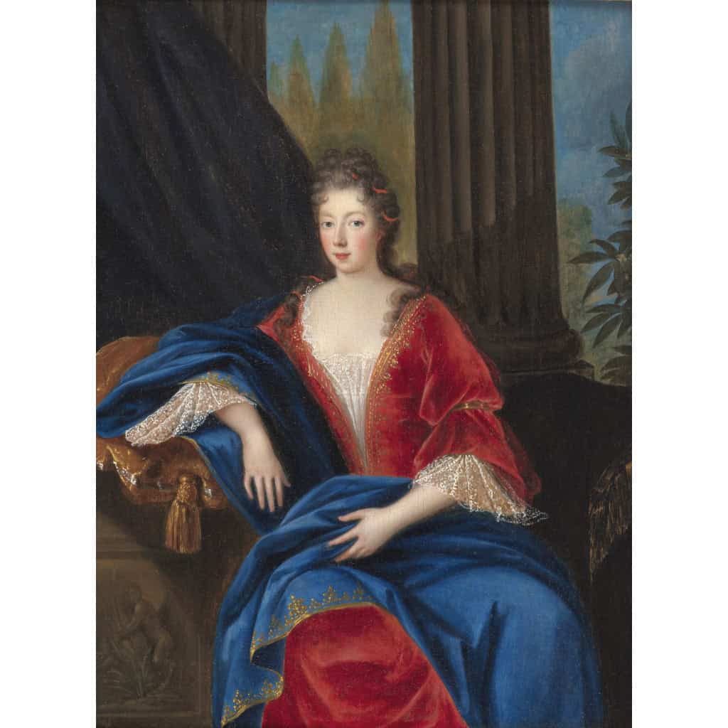 Portrait d’une élégante dans un palais – Entourage de François de Troy (1645 – 1730) | Biron Portrait d’une élégante dans un palais – Entourage de François de Troy (1645 – 1730)