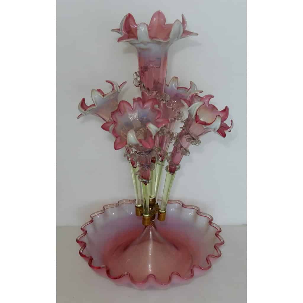 1880/1900 Coupe en Verre Opalescent Avec 5 Cornets N3 2