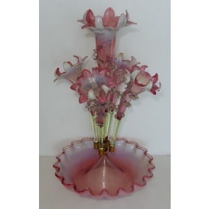 1880/1900 Coupe en Verre Opalescent Avec 5 Cornets N3