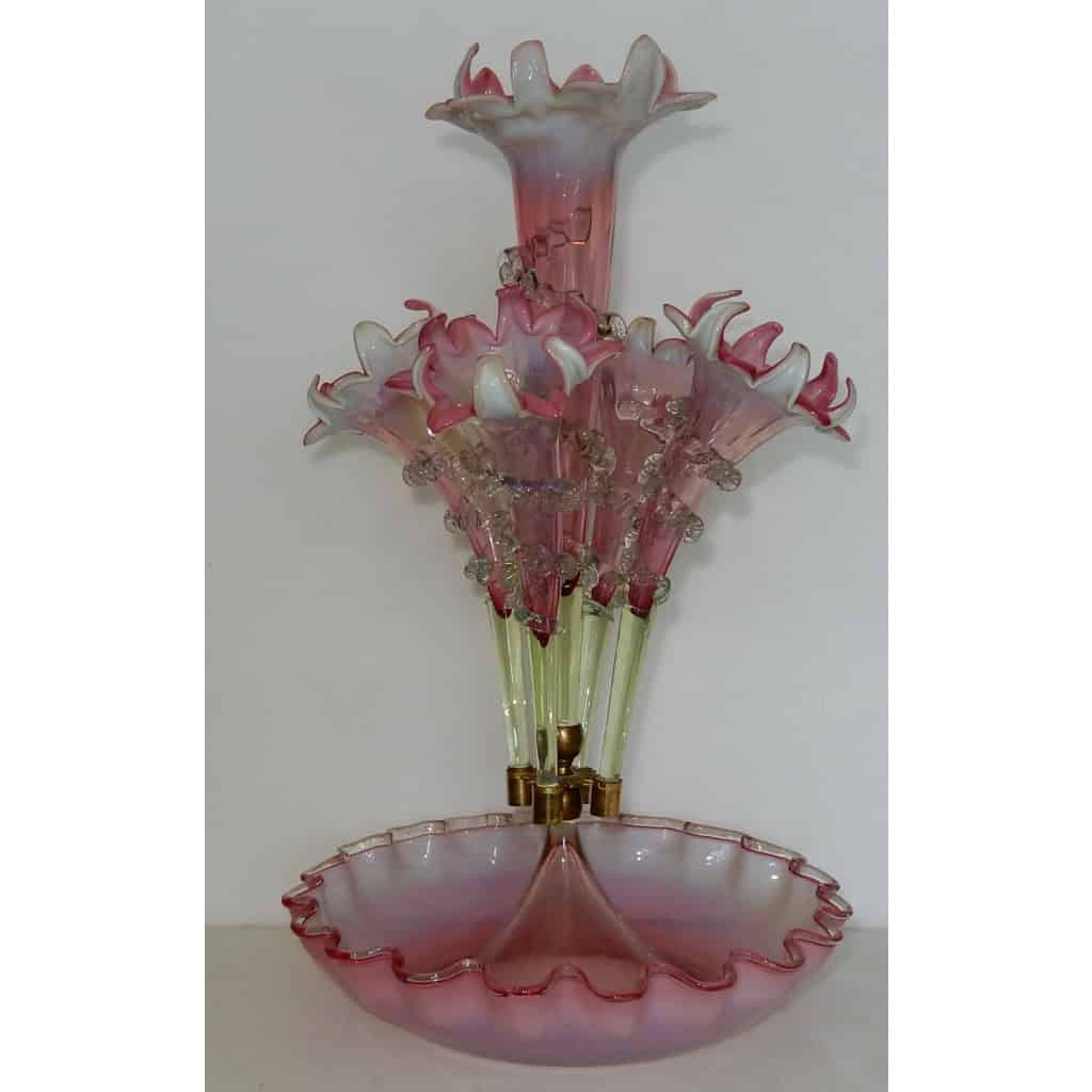 1880/1900 Coupe en Verre Opalescent Avec 5 Cornets N3 3